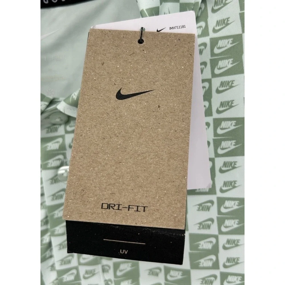 Nike Golf Dri Fit Short Sleeve Polo Shirt Nike All Over Green White Medium NWT